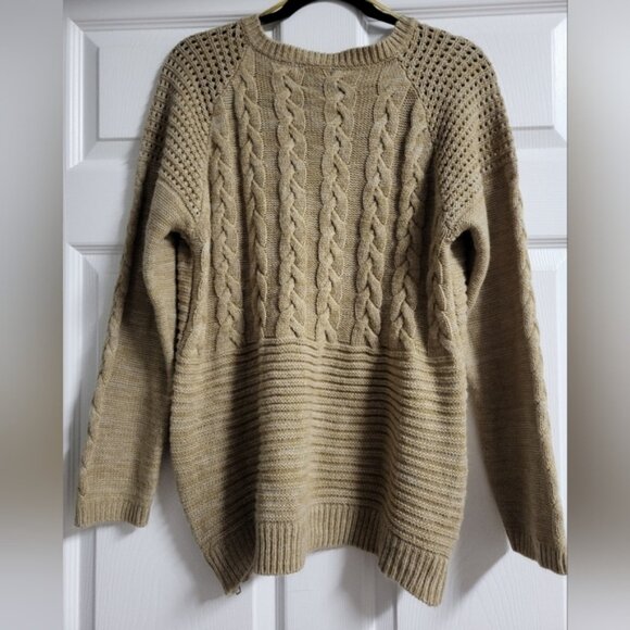 Democracy- Womens,Tan, Cable Knit, Side Zip Sweater -Size L - Picture 4 of 5